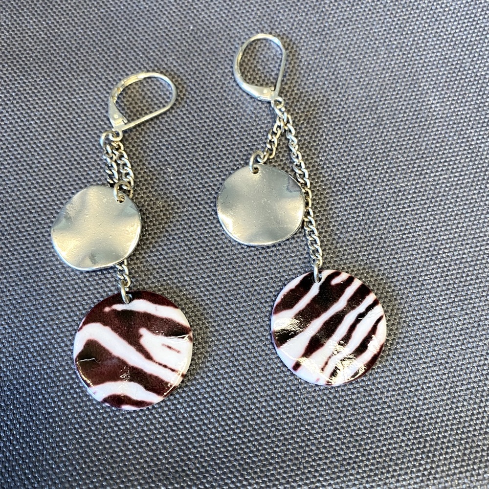 Stainless steel and enamel earrings